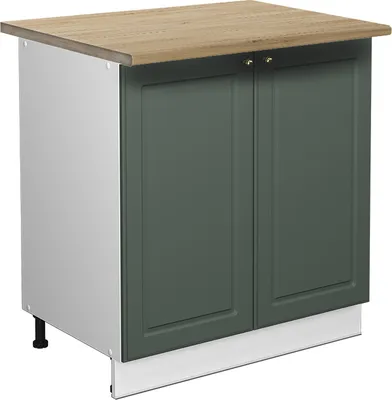 Obrázek produktu pro Spodní skříňka kuchyňské linky Vicco Fame-Line Zelená zlatá země/Bílá 80 cm pracovná doska Dub Goldkraft, Model 46922