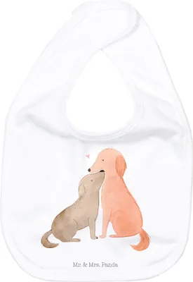 Produktbild von Mr. & Mrs. Panda Babylätzchen Hunde Liebe - Weiß - Geschenk, Lätzchen Für Babys, Schlabberlatz, Herz, Sprüche, Sabberlätzchen, Baumwoll, Hund, Vertrauen, Kuss, Kuscheln