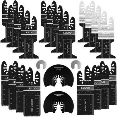 Productafbeelding van Multitool zaagbladen, set van 24 stuks, geschikt voor hout, kunststof en metaal, met opbergtas