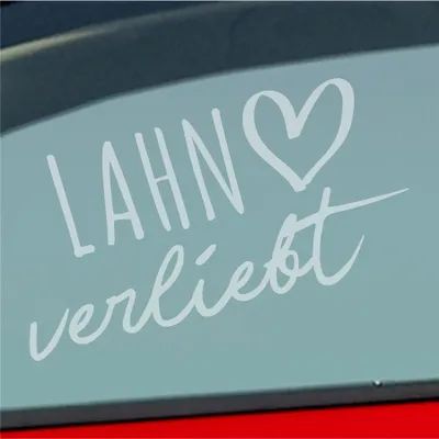 Produktbild von Auto Aufkleber Lahn verliebt Herz Fluss River Wasser Water Liebe Car 19x10 cm Milchglas Sticker Heckscheibenaufkleber
