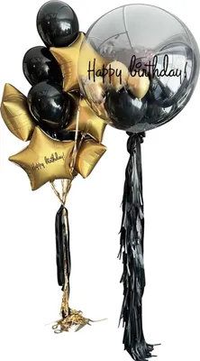 Produktbild von Schwarz-Gold-Stern-Geburtstagsballon-Set