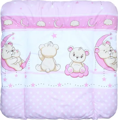 Produktbild von Baby Wickelauflage 70 x 70 cm Wickeltischauflage Auflage für Wickeltisch 30. Bärchen Rosa