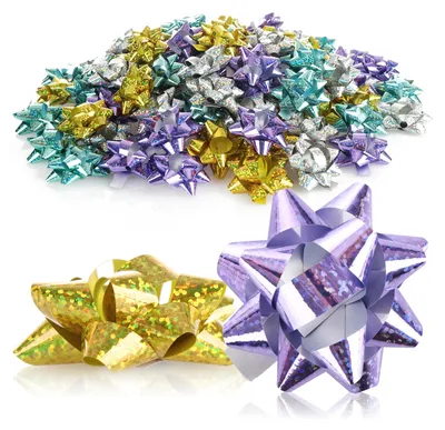Produktbild von COM-FOUR® 100x Geschenkschleife in tollen Farben - selbstklebende Fertigschleife mit Glitzer zur Dekoration von Geschenken zu Weihnachten und Hochzeiten
