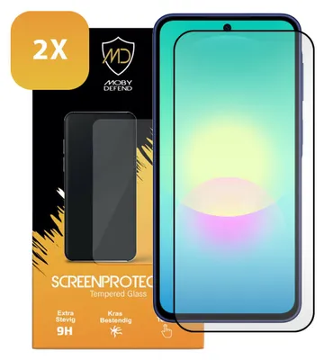 Productafbeelding van 2-Pack MobyDefend Screenprotectors - Geschikt voor  Samsung Galaxy A27  -  Screensavers Met Zwarte Randen - Gehard Glas