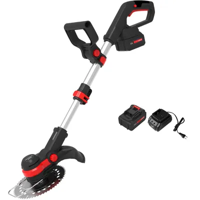 Produktbild von Rasentrimmer FY9099 Set, mit Akku 21V/2Ah und Ladegerät (Motorkopf 90° drehbar; Alu-Führungsholm stufenlos teleskopierbar)