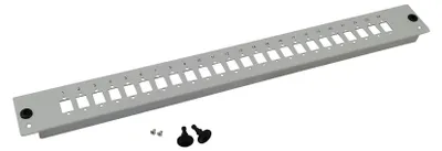 Productafbeelding van helos LWL 19" Breakoutbox, frontplaat met 24 aansluitingen, ongeplaatst, grijs