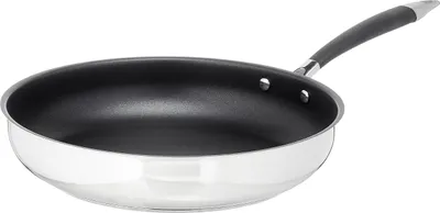 Imagen del producto de AmazonBasics KA14005, redonda, sartén de uso general, negra, acero inoxidable, 175 °C, acero inoxidable, cerámica, apta para gas e inducción