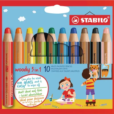 Image de STABILO Multitalent-Stift STABILO® woody 3 in 1, Kartonetui mit 10 Stiften 5 Stück Verkaufseinheit 660146 4006381185646