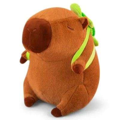 Produktbild von Wiztex Capybara Kuscheltier 33cm Plüschtier mit abnehmbarem Schildkrötenrucksack Stofftier Geschenk