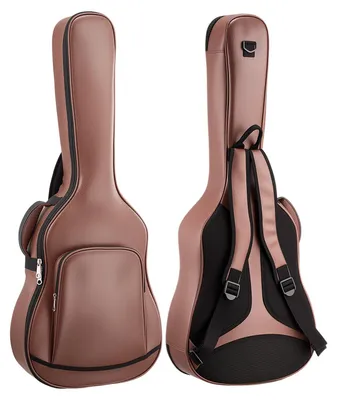 Produktbild von Hartschalenkoffer für Akustikgitarre, 1195 mm, robuster Schutztransportkoffer mit Zubehörfach, Schaumstoffpolsterung, tragbarem Griff, Schultergurten, geeignet für 41-Zoll-Akustikgitarren, braun