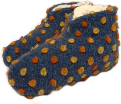 Image de Chaussons Chaussons de lit laine picots bleu Linke