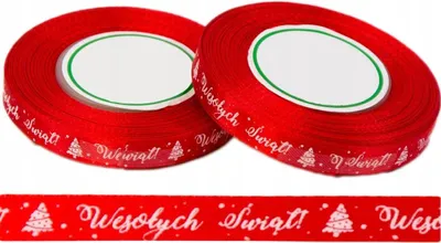 Productafbeelding van Vrolijke kerst, rode satijnlint, 12 mm x 23 meter