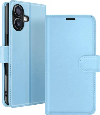 Produktbild von Zanaé, Klappetui iPhone 16 Plus mit Magnetverschluss & Kartenfächern, Hellblau