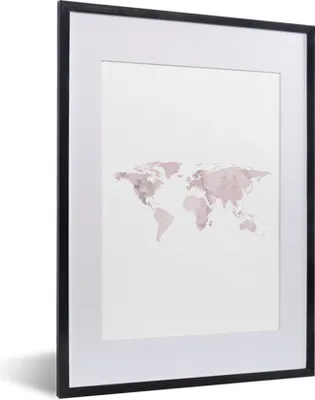 Produktbild von MuchoWow® Gerahmtes Poster Weltkarte - Marmor - Rosa 30x40 cm - Poster mit Schwarzem Bilderrahmen Wandposter Rahmen Foto Bilder - Wandposter Schlafzimmer