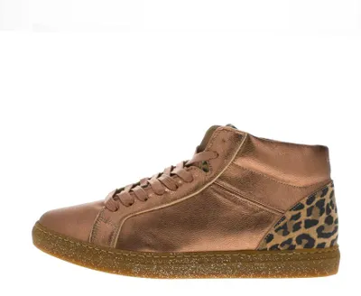 Produktbild von Damen Leder Sneaker Camino71 Roségold mit Leopardenprint