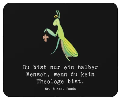 Produktbild von Mr. & Mrs. Panda Mauspad Theologe Herz - Schwarz - Geschenk, Mouse Pad, pc mausunterlage, Mousepad, computer, mousematte
