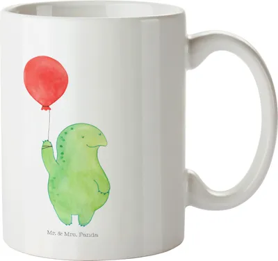 Produktbild von Mr. & Mrs. Panda Trinkbecher Schildkröte Luftballon - Weiß - Geschenk, Pott, Motivationsspruch, Motivation, Kaffeebecher, Ballon, Kaffeetasse, Becher, Tasse mit Spruch
