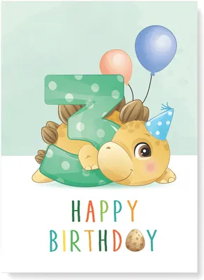 Produktbild von Friendly Fox Geburtstagskarte für Kinder, 3. Geburtstag, Dino Glückwunschkarte zum Kinder Geburtstag, A5 Happy Birthday Karte mit Umschlag