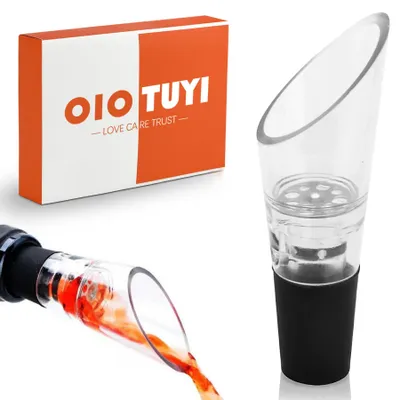 2er-Pack Weinbelüfter-Ausgießer für Rotwein, Glas, schwarz