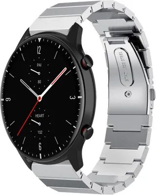Produktbild von Strap-it Metallarmband - Kompatibel mit Amazfit GTR 2 Armband Ersatzarmband Edelstahl - Faltschließe - Hochwertiges Material - für Smartwatch 22mm Armband Silber