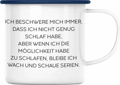 Produktbild von Trendation - Lustige Emaille Tasse mit Spruch für Frauen Männer Arbeit Büro Lustig Emaille Tassen Becher mit Sprüchen Kollegin Geschenk Sarkasmus Schlafen (Blau)