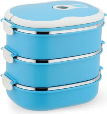 Produktbild von Lunchbox Edelstahl Isolierbox, Bento Box 3 Etagen, Tragbar Mittagessen Behälter, 2700 ml, BPA-frei