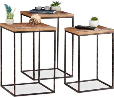 Image de relaxdays 10024711_0 relaxdays Beistelltische-Set Holz braun