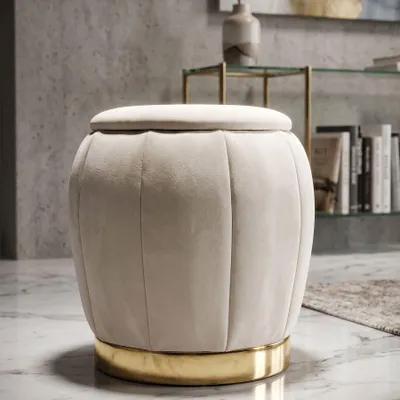 Immagine prodotto di Mauro Ferretti, sgabello Paris, Ø 43x43 cm, color crema e oro