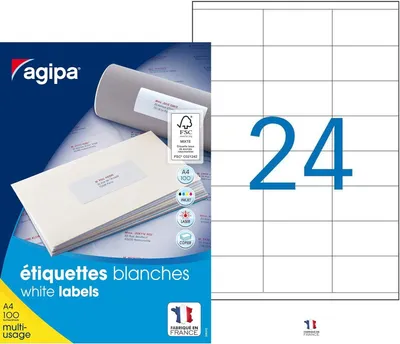 Produktbild von agipa Universal Etiketten 70 x 36 mm weiß rechteckig 2.400 Etiketten