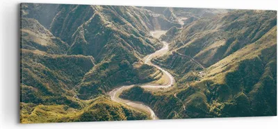 Produktbild von Bild auf Leinwand - Leinwandbild - Einteilig - Berge Weg Wald - 120x50cm - Wand Bild - Wanddeko - Wandbilder - Leinwanddruck - Bilder - Wanddekoration - Leinwand bilder - Wandbild - AB120x50-4700