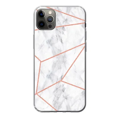 Produktbild von MuchoWow® Handyhülle Schutzhülle Hülle für iPhone 13 Pro Max Marmor - Roségold - Weiß Silikon Softcase Handy Hülle - Mobiltelefon