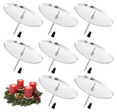8er-Set Adventskranz-Kerzenhalter Metall, 6 cm, silber