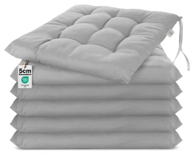 Immagine prodotto di Set di 6 cuscini per seduta, 40x40 cm – Cuscini imbottiti per interni ed esterni – Grigio chiaro