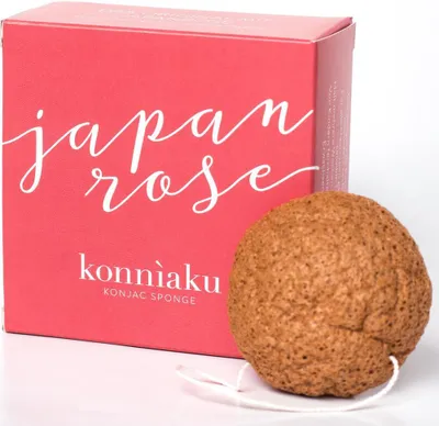 Produktbild von Konjac Schwamm Japanrose, 100% vegan, biologisch abbaubar, für normale und trockene Haut
