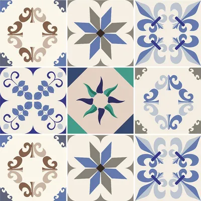 Produktbild von Selbstklebende Fliesenaufkleber für Küche und Bad – 9 AZULEJOS OMBRIA Zementfliesen-Aufkleber – 9 Aufkleber à 15 x 15 cm