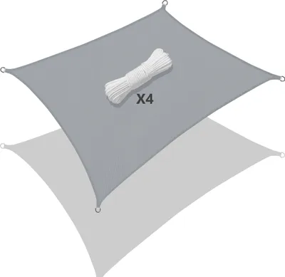 Produktbild von VOUNOT® Sonnensegel Rechteckig inkl. Befestigungsseile Wasserdicht Sonnenschutz, für Balkon Garten Terrasse, 3x2m Grau