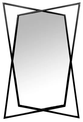 Image de Miroir mural en métal noir, dimensions : 60 x 2,5 x 90 cm