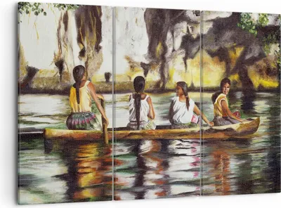 Produktbild von Bild auf Leinwand - Leinwandbild - Frau Wasser Boot - 105x70cm - Wand Bild - Wanddeko - Wandbilder - Leinwanddruck - Bilder - Kunstdruck - Wanddekoration - Leinwand bilder - Wandkunst - CE105x70-3732