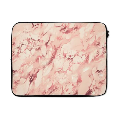 Produktbild von MuchoWow® Laptop Hülle 17 Zoll Laptoptasche Rosa - Steine - Marmor - Zipper - Schutzabdeckung