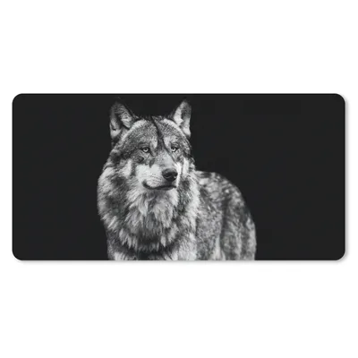 Produktbild von MuchoWow® Schreibtischunterlage Wolf - Tiere - Wild - Schwarz - Weiß 80x40 cm - XXL Mauspad - Gaming Mauspad