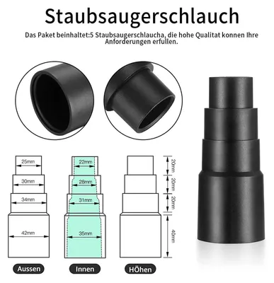 Obrázok produktu pre Sada adaptérov na vysávač, 6 kusov, univerzálna, 22-35 mm, vhodná pre Bosch, Karcher a ďalšie značky.