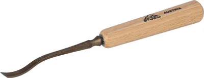 Image de STUBAI Ciseau à bois série 52 - forme 22 | Ciseau à bois coudé, incliné à gauche 6 mm, avec manche en bois, pour surfaces lisses, pour dégrossir, sculpter encoches et reliefs, travail du bois