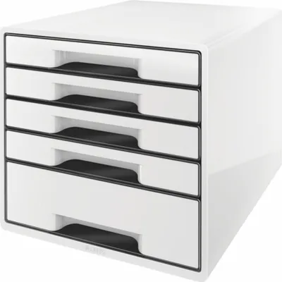 Image de LEITZ Box à tiroirs WOW CUBE 5 tiroirs blanc perle/noir