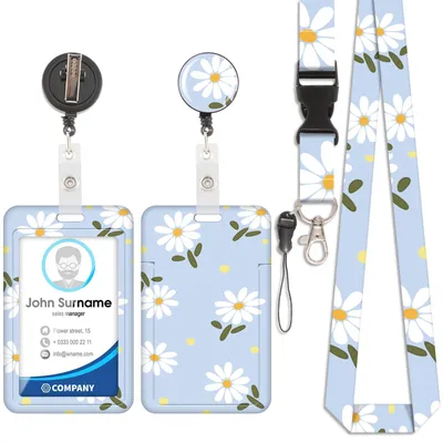 Zdjęcie produktu dla Etui na kartę z małym kwiatem, etui na dowód osobisty, wysuwane etui na wizytówki, karty dostępu, dowody tożsamości