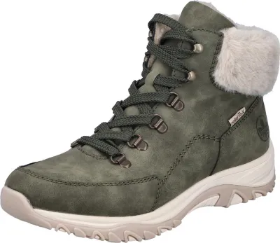 Zdjęcie produktu dla Buty za kostkę damskie Rieker z ciepłą podszewką i luźną wkładką, szerokość G 1/2 M9610, rozmiar:38 EU, kolor:Zielony