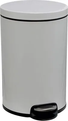 Produktbild von Mülleimer mit Pedal, SILENT, Metall, weiß, 12 Liter