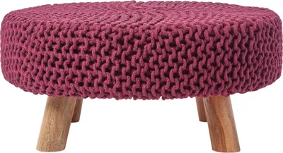 Obrázek produktu pro HOMESCAPES Pletená podnožka, 30 cm vysoká, švestka