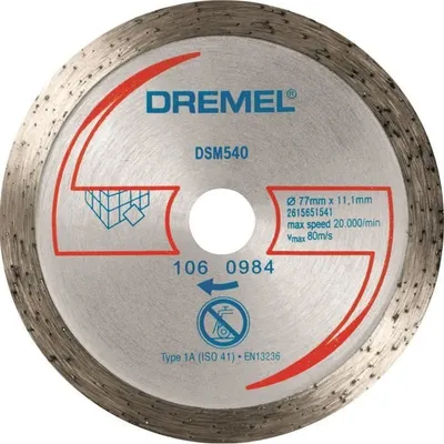 Produktbild von DREMEL Diamant Trennscheibe S540, für Dremel DSM20 Kompaktsäge, für Marmor, Beton, Keramikfliesen, 4 x 94 x 140 mm