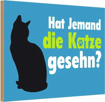 Produktbild von vianmo Holzschild 12x18 cm hat jemand die Katze gesehn Tier Haustier