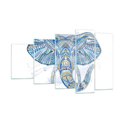 Produktbild von Bilder auf glas - Elefant Muster Tierwelt Afrika - 100x60cm - Glasbilder - Wandbilder - Kunstdruck - zum Aufhängen bereit - Wanddekoration aus Glas - Glas Bilder - Wandbild auf Glas - GEG100x60-3089